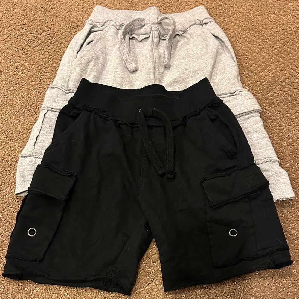 Mish Boys Two Pairs of Raw Hem Cargo Shorts Black and Gray Raw Hem Size 5